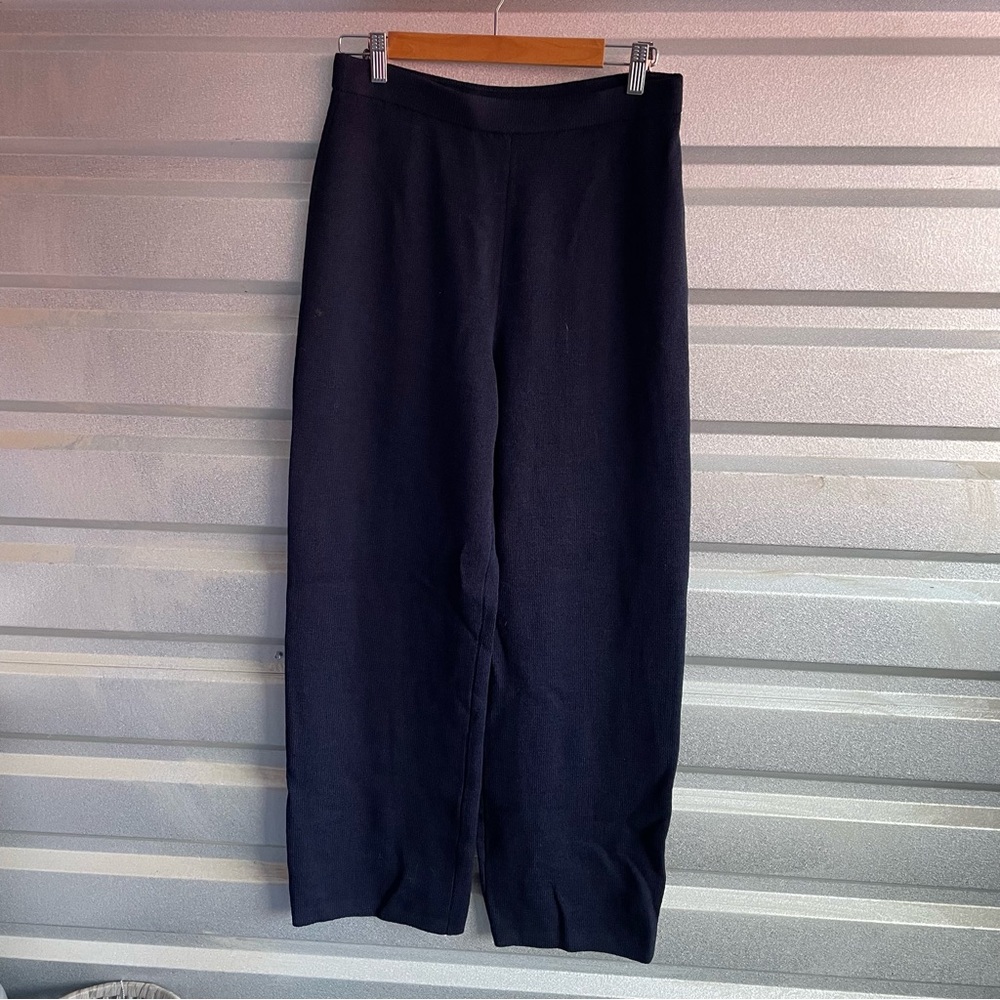 St. John santana knit wide leg pant in navy